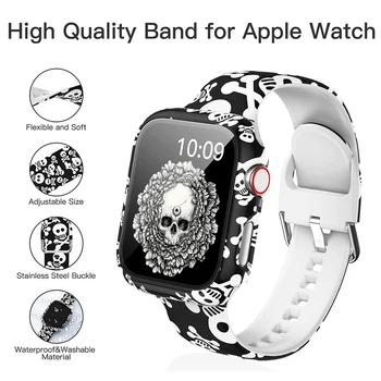 Byloje+Diržu, Apple Watch band 7 45mm 41mm 44mm 40mm 42mm 38mm spausdinimo silikoninės apyrankės apyrankės iwatch serijos 3 4 5 6 7 se