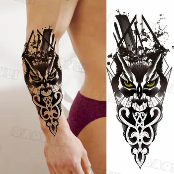Black Wolf Dilbio Laikinos Tatuiruotės Vyrų Suaugusiųjų Geometrijos Vilkas Kompasas Miškai Netikrą Tatuiruotę Realus Gyvūnų Vandeniui Tatoos