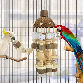 Paukštis Papūga Žaislas Didelis Papūga Žaislas Natūralių Medinių Blokų Paukščių Kramtyti Žaislas Papūga Narve Bite Žaislas Tinka Aras Papūgas