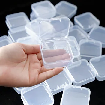 6PCS Mini Saugojimo Dėžutė Skaidri Aikštėje plastikinę Dėžutę, Auskarai, Papuošalai Pakuočių Saugojimo Maža Kvadratinė Dėžutė Papuošalų Organizatorius