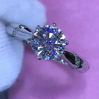 S925 Sidabro Mossan diamond 1 karatas gyventi deimanto žiedas lady turtinga, valentino dienos, gimtadienio dovana