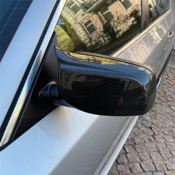 2x Anglies Pluošto Atrodo Juodas Šoninis veidrodis dangtelio Pakeitimo BMW 5 Series E60 E61 E63 E64 2004-2008 m. 520i 525i 528i 528xi 530i