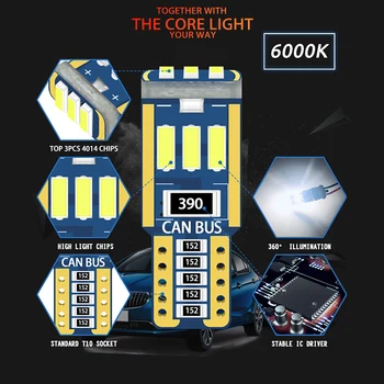 Canbus W5W led T10 LED stovėjimo šviesos automobilio salono šviesos, 194 501 9SMD 4014 LED dega lemputė šviesos Pleištas 12V led