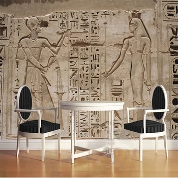 Custom Foto Tapetai, 3D Senovės Egipto Faraonas Akmens Drožyba Kambarį Miegamųjų Namo Sienos 3D neaustinių Vandeniui Freskos Roll