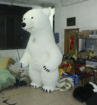 3M Pripučiamas Kostiumas Polar Bear Reklamos Suaugusiųjų Helovyno Cosplay Apranga, Trumpų Plaukų, Baltos Turėti Talismanas Kostiumas