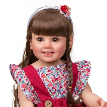 Bebes 55CM Full Minkšto Silikono Reborn Baby Girl Lėlės Cammi Smile Baby Soft Touch Vertus, Išsami Tapybos kelis Sluoksnius 3D Lėlės
