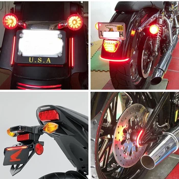 Lanksti 48 LED 12V Motociklo Stabdžių šviesos stiprintuvas lengvojo motociklo licencija plokštė uodega, šviesiai raudonos ir geltonos spalvos
