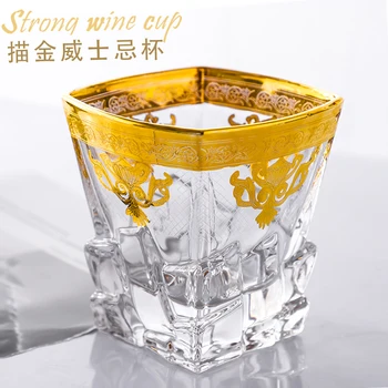 Europos stiliaus rankomis dažyti aukso dažytos stiklo viskio stiklo užsienio vyno taurė kavos puodelio alaus stiklo kūrybos vandens stiklo