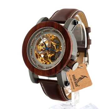 BOBO PAUKŠČIŲ K12 Automatinis Mechaninis laikrodis Klasikinio Stiliaus Prabangūs Vyrų Analoginis Laikrodis Bambuko Mediniais Su Plieno Dovaną-Medinę Dėžutę