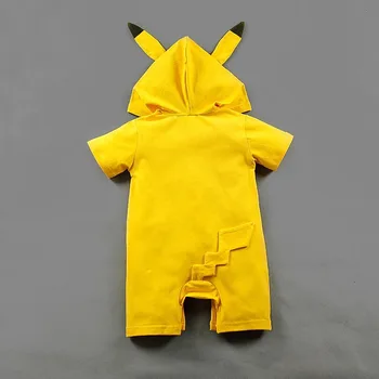 Pokemon Pikachu Q drabužius, kūdikių, vaikų drabužiai jumpsuit trumpomis rankovėmis su skrybėlę kawaii gimtadienio dovana Japonų animacijos aplink