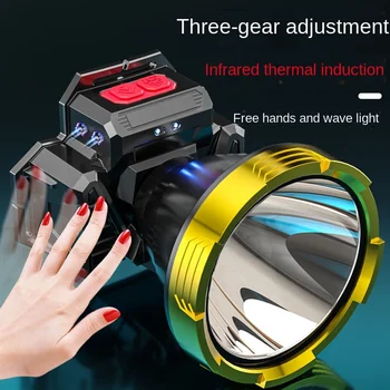 LED Žibintų Stiprios Šviesos Super Šviesus Galvos Montuojamas Žibintuvėlis Lauko Buitinių Ilgo Nuotolio Įkrovimo Naktį Žvejybos Vadovas