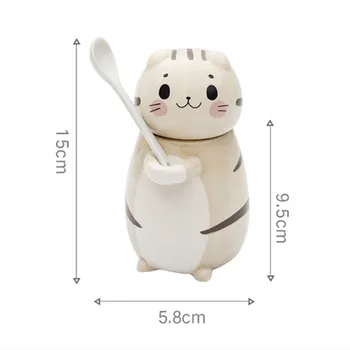 Naujas Cute Kačių Keramikos Kavos Puodelis Su Šaukšteliu Kūrybos Puodeliai Naujovė Dovanos Rankomis Dažyti Drinkware Pieno Arbata plastikinių indelių su dangteliais