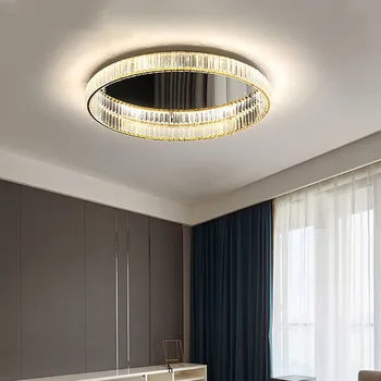 Modernūs, Prabangūs Krištolo Pritemdomi Interjero Lempos Kambarį Miegamasis LED Lubų Liustra Virtuvės Apskritimo žiedas Armatūra Namo Blizgesio